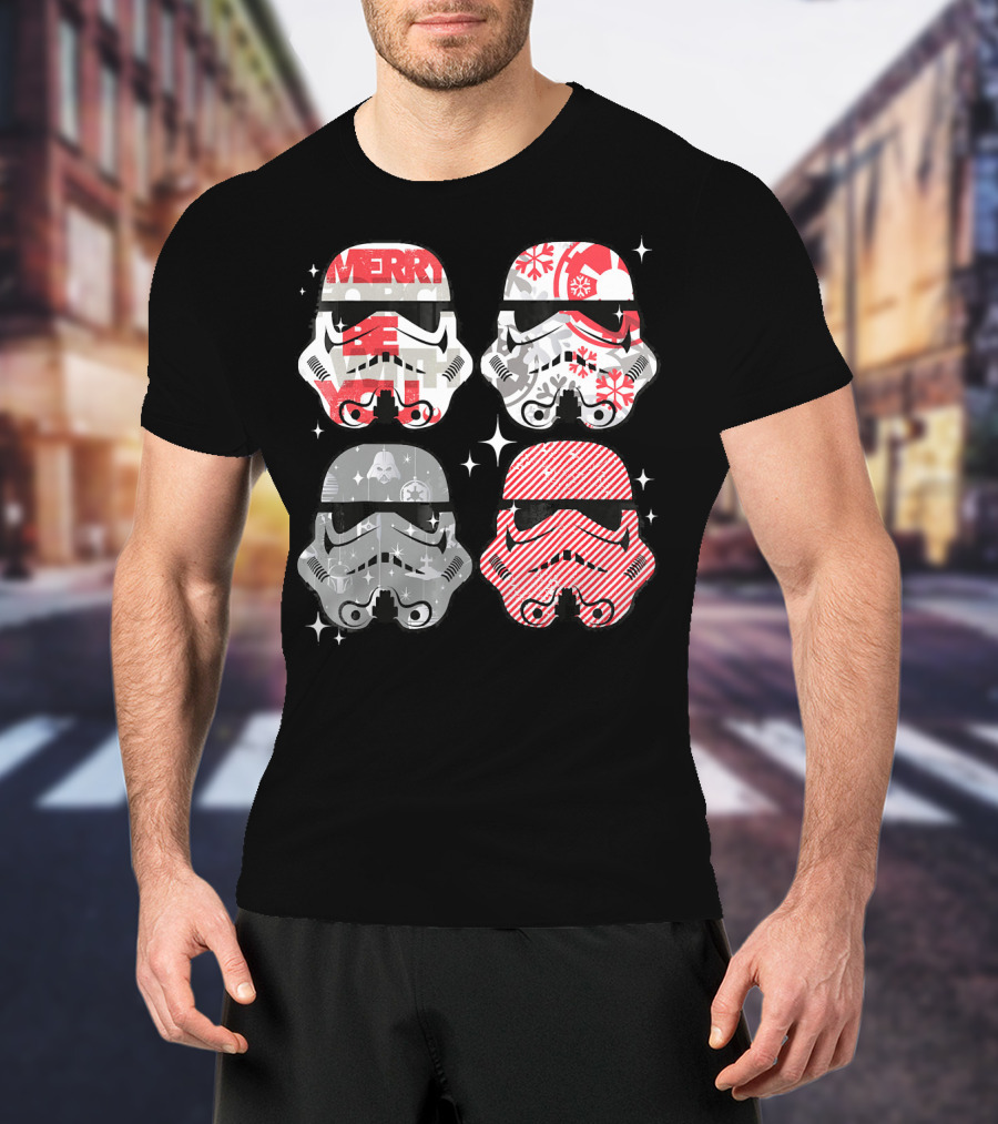 Star Wars Merry Troopers Christmas Snowflakes And Stripes T-Shirt