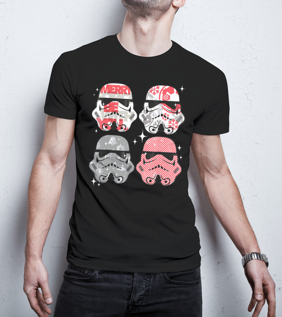 Star Wars Merry Troopers Christmas Snowflakes And Stripes T-Shirt