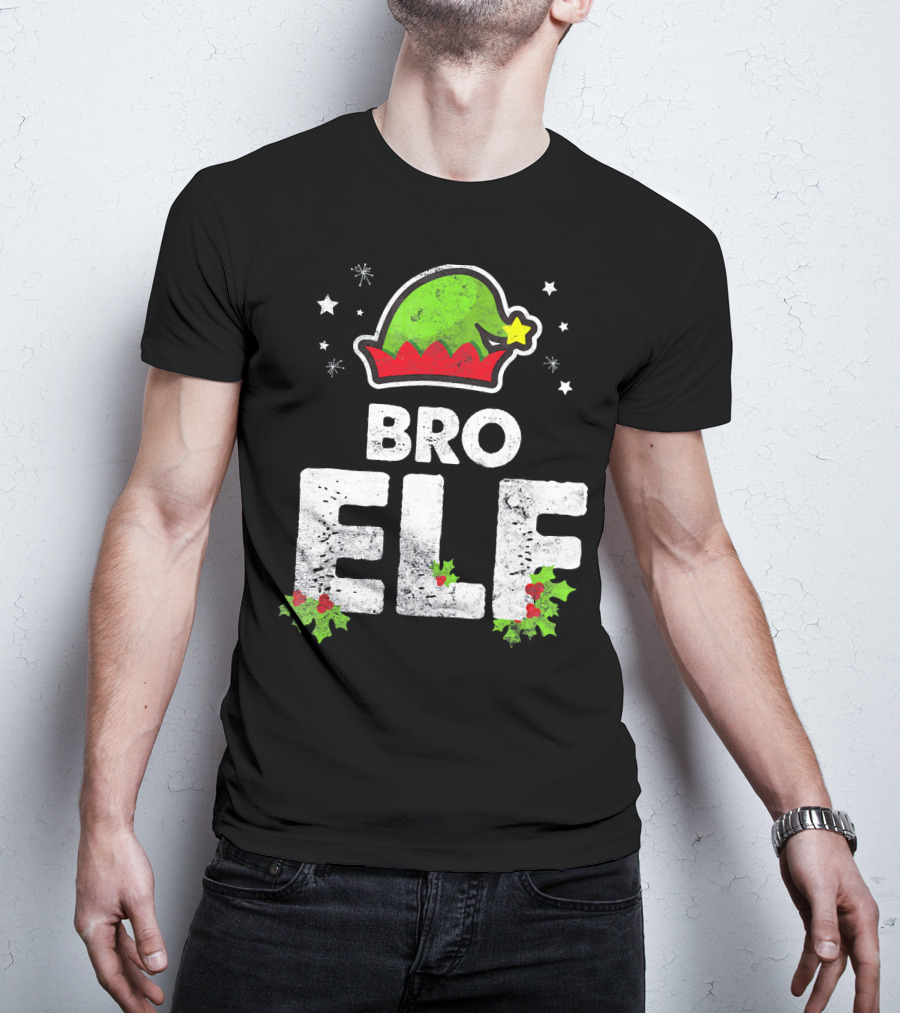 Bro Elf Christmas Family Brother Matching Holiday T-Shirt