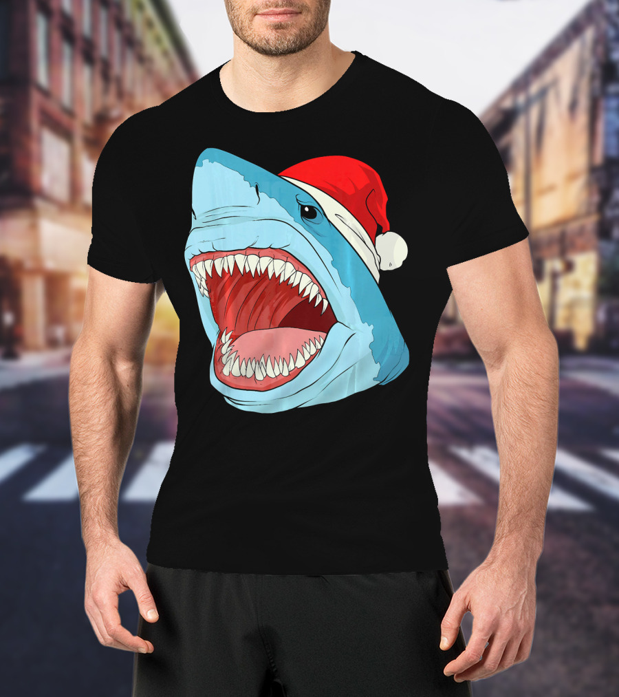 Santa Jaws Cool Christmas Shark Holiday Humor T-Shirt