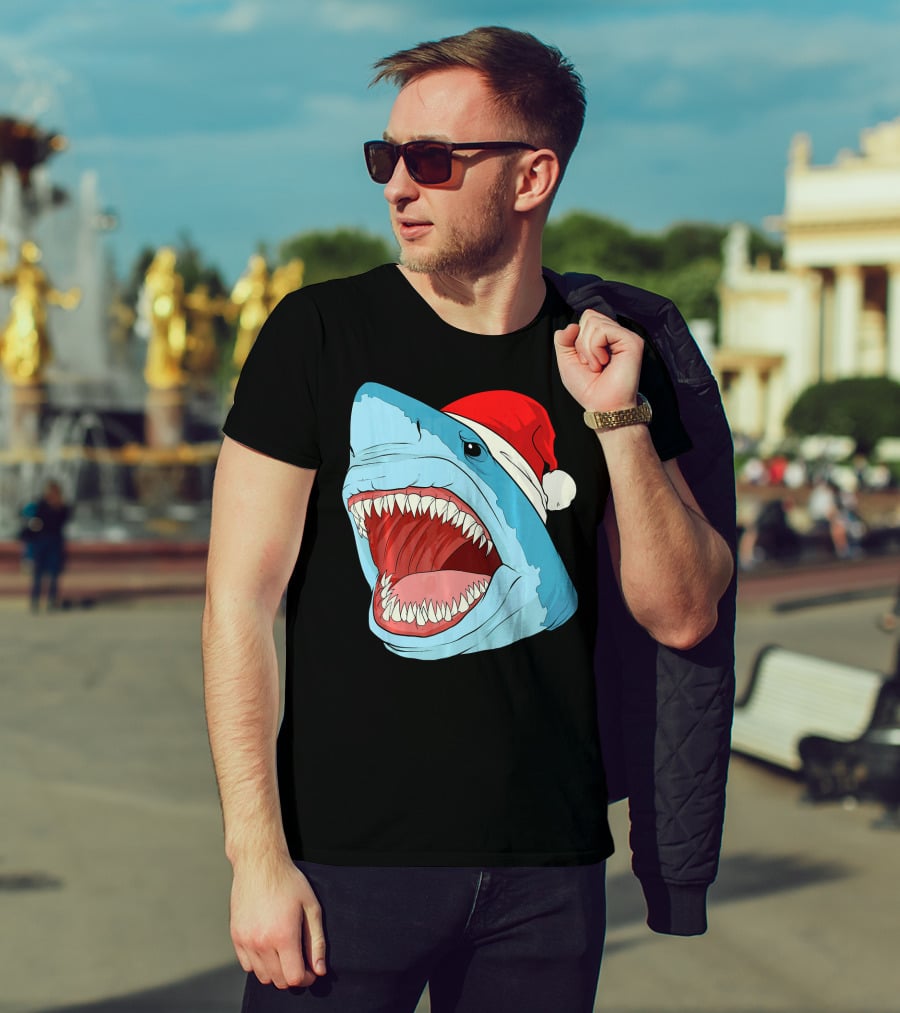 Santa Jaws Cool Christmas Shark Holiday Humor T-Shirt