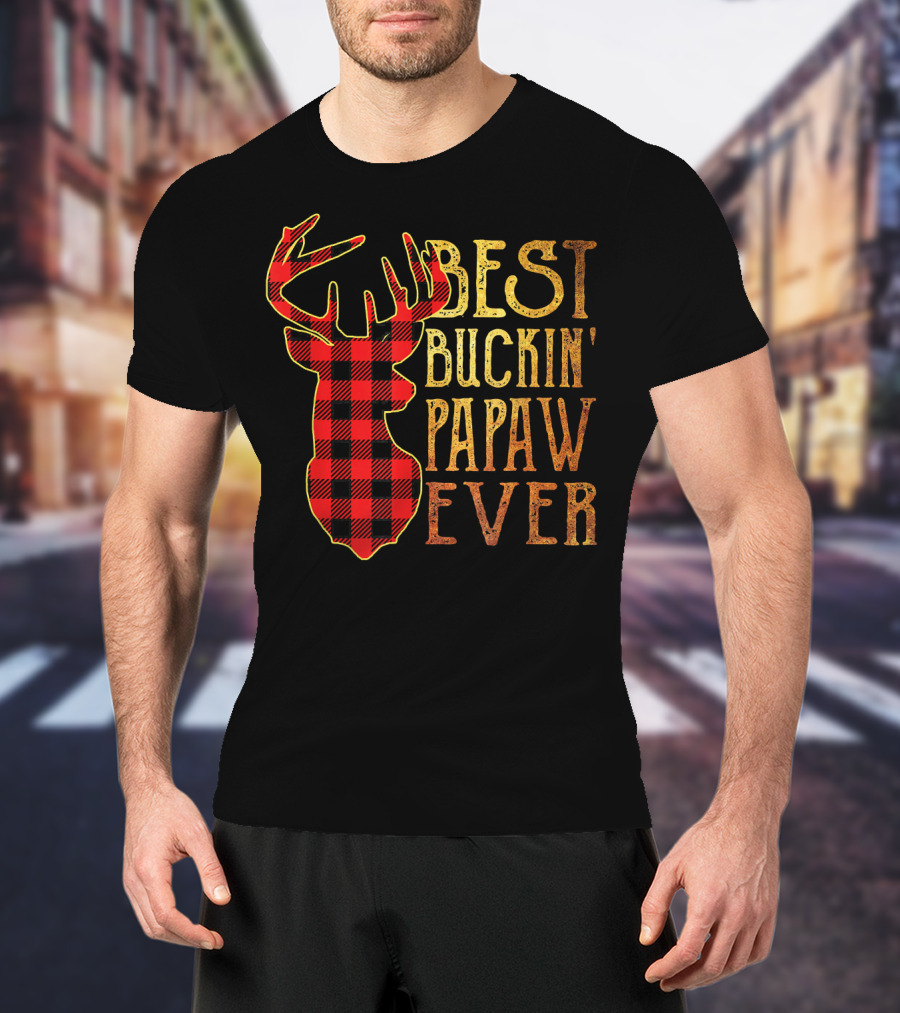 Best Buckin' Papaw Ever Reindeer Plaid T-Shirt