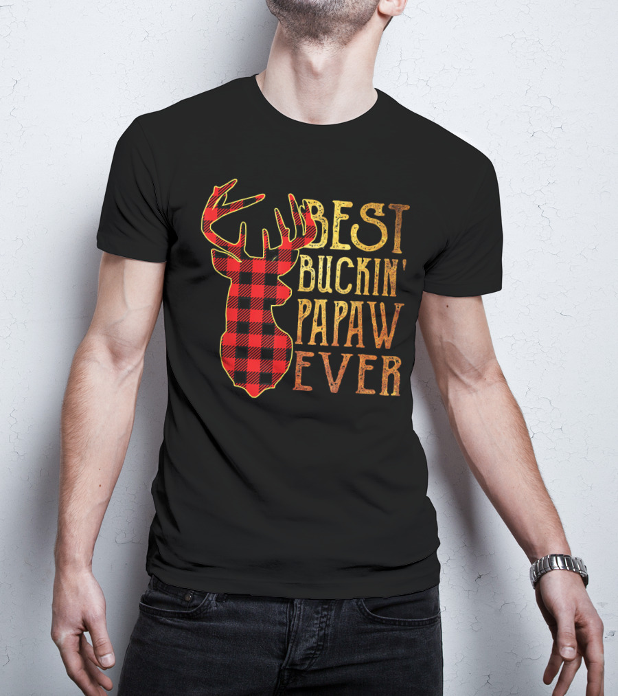 Best Buckin' Papaw Ever Reindeer Plaid T-Shirt