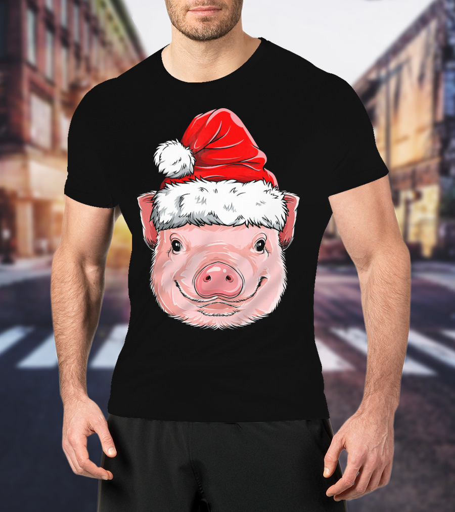 Pig Santa Christmas Santa Hat T-Shirt