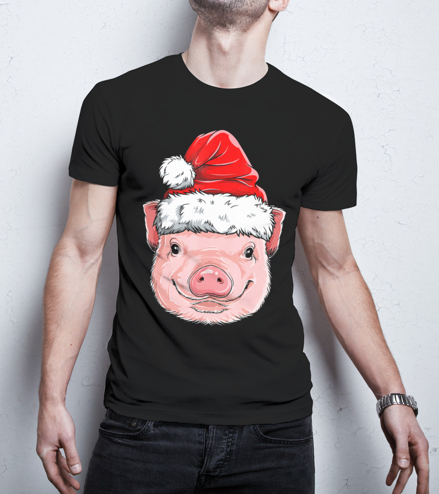 Pig Santa Christmas Santa Hat T-Shirt
