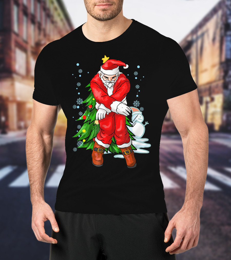 Santa Claus Funny Dance Holiday Christmas Tree Snowman T-Shirt