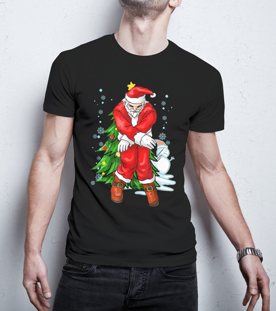 Santa Claus Funny Dance Holiday Christmas Tree Snowman T-Shirt