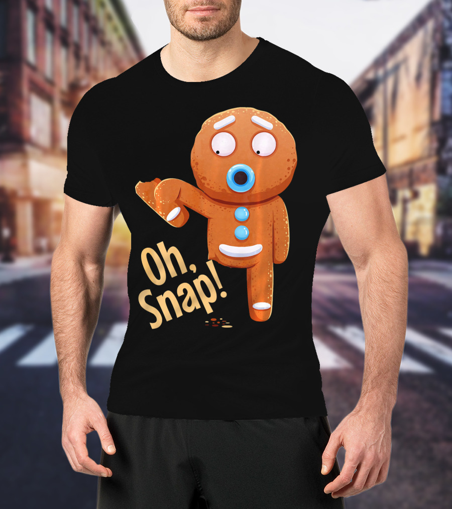 Oh Snap Gingerbread Cookie Cartoon With Missing Leg And Shocked Expression T-Shirt