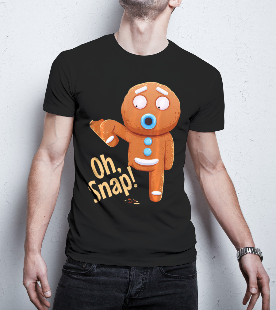 Oh Snap Gingerbread Cookie Cartoon With Missing Leg And Shocked Expression T-Shirt