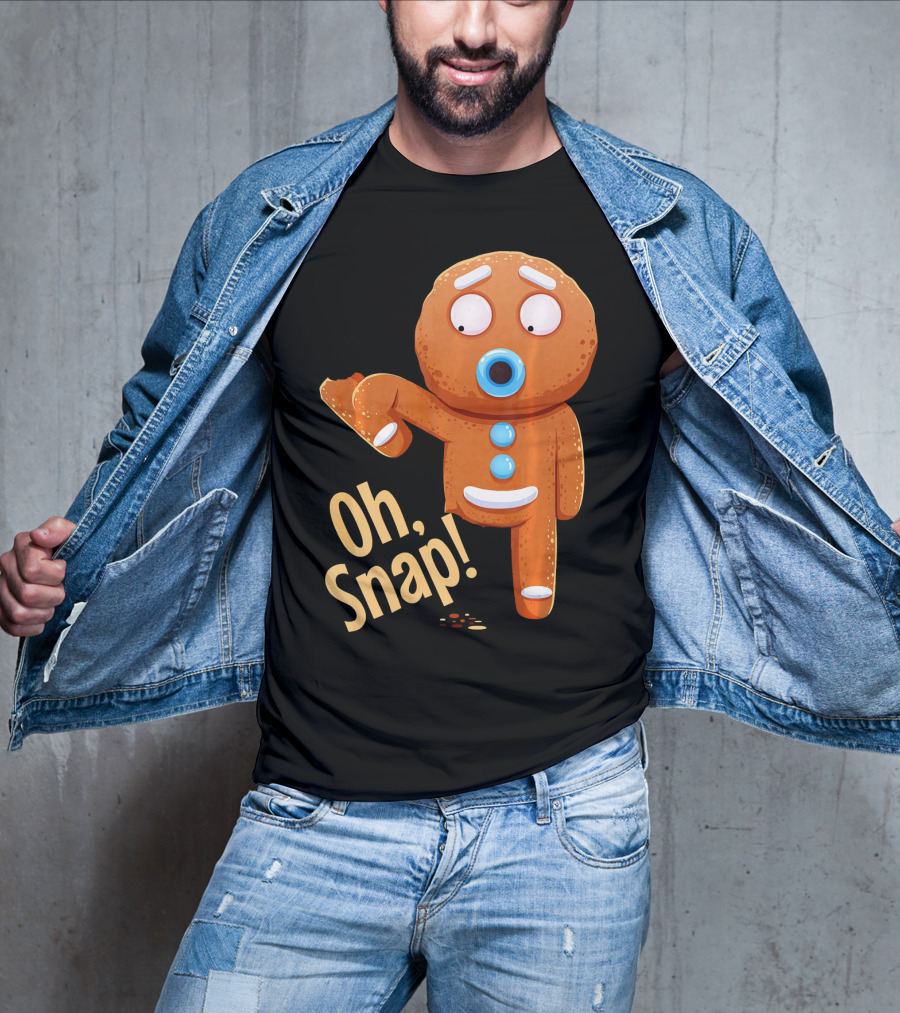 Oh Snap Gingerbread Cookie Cartoon With Missing Leg And Shocked Expression T-Shirt