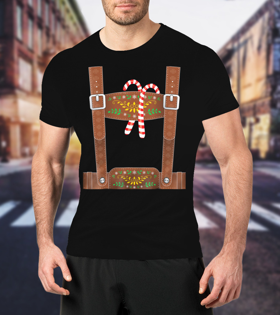 Christmas Elf Lederhosen Candy Cane T-Shirt