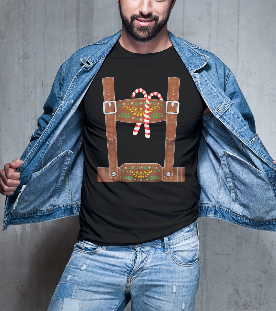 Christmas Elf Lederhosen Candy Cane T-Shirt