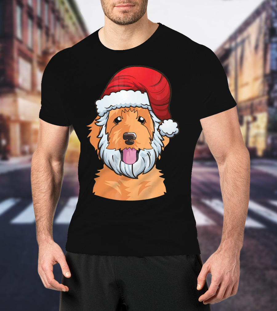 Golden Doodle Funny Santa Claus Dog Holiday Humor T-Shirt