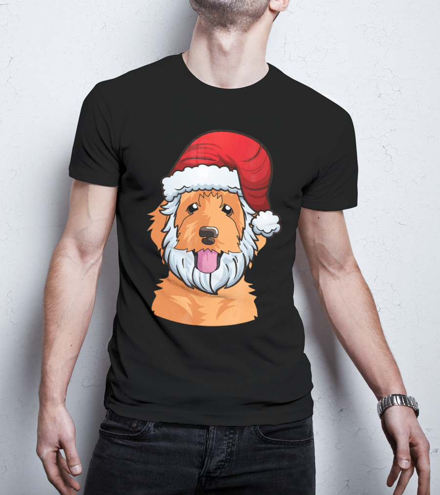 Golden Doodle Funny Santa Claus Dog Holiday Humor T-Shirt