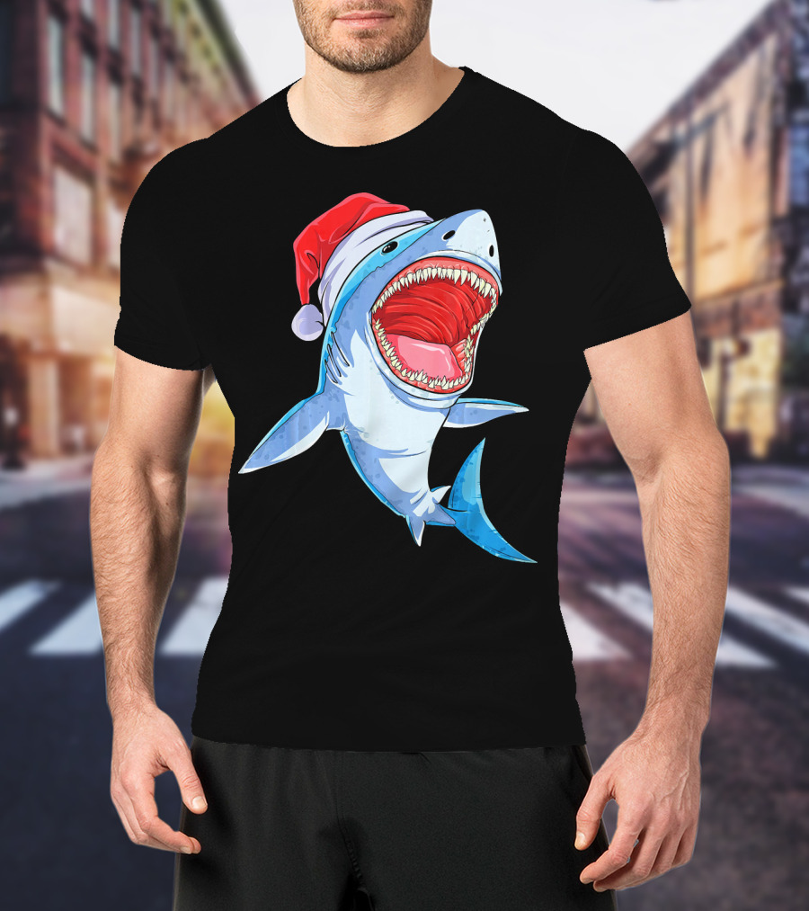 Christmas Kids Santa Shark T-Shirt