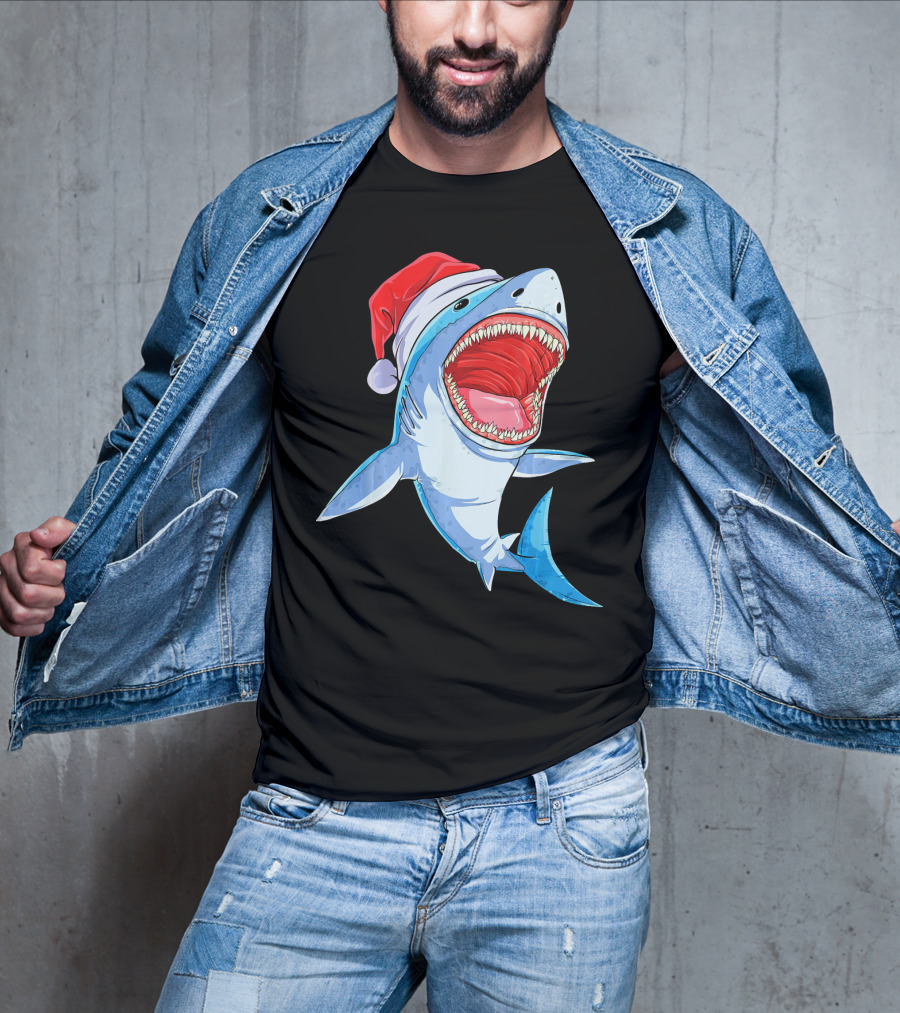 Christmas Kids Santa Shark T-Shirt