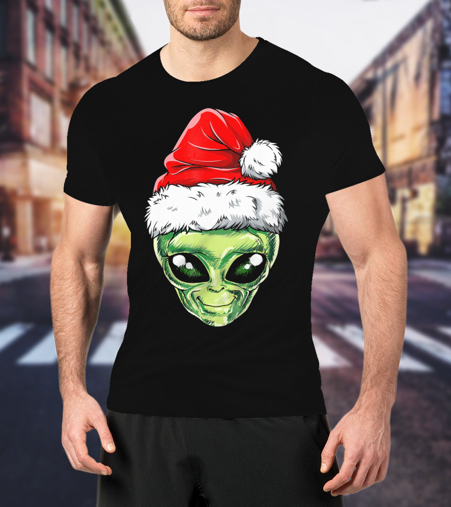 Alien Santa Christmas Hat T-Shirt