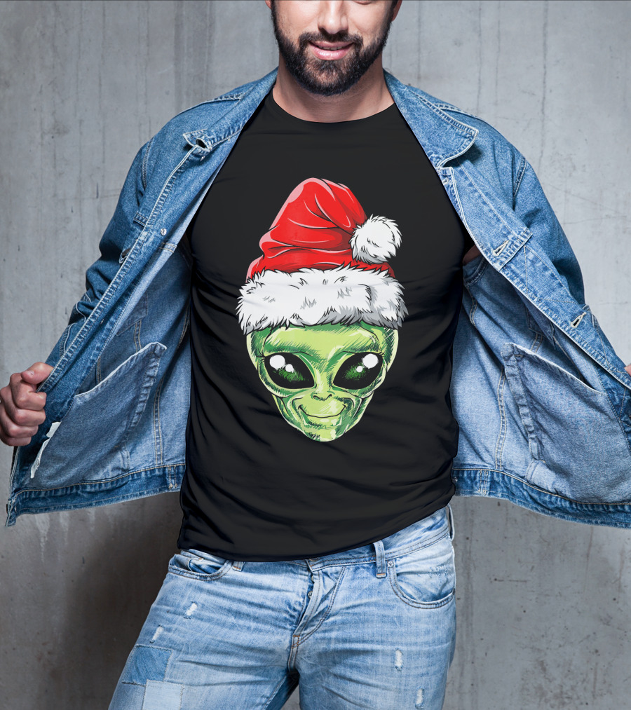 Alien Santa Christmas Hat T-Shirt