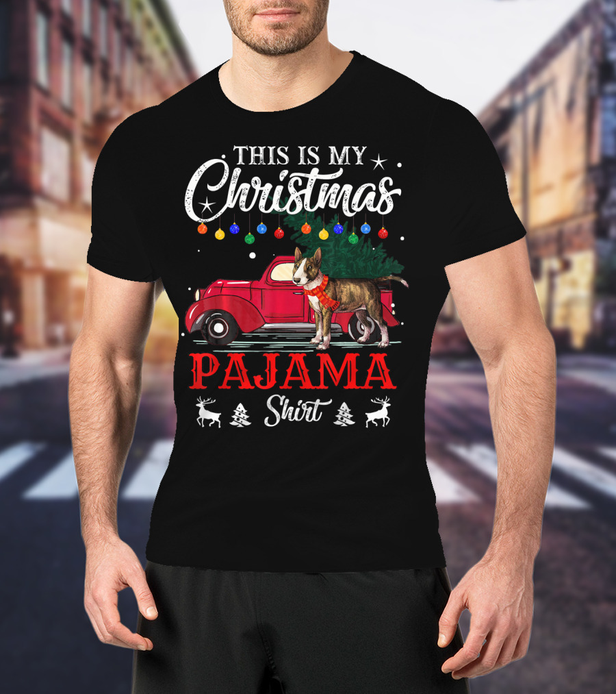 This Is My Christmas Pajama Shirt Vintage Truck Dog Holiday Lights T-Shirt