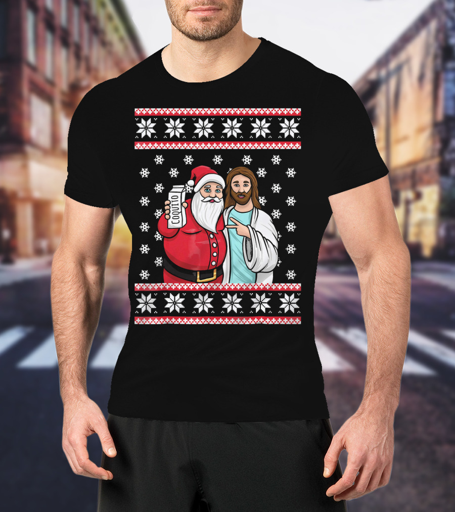 Christmas Drinking Party Santa Jesus Cheers Coq T-Shirt