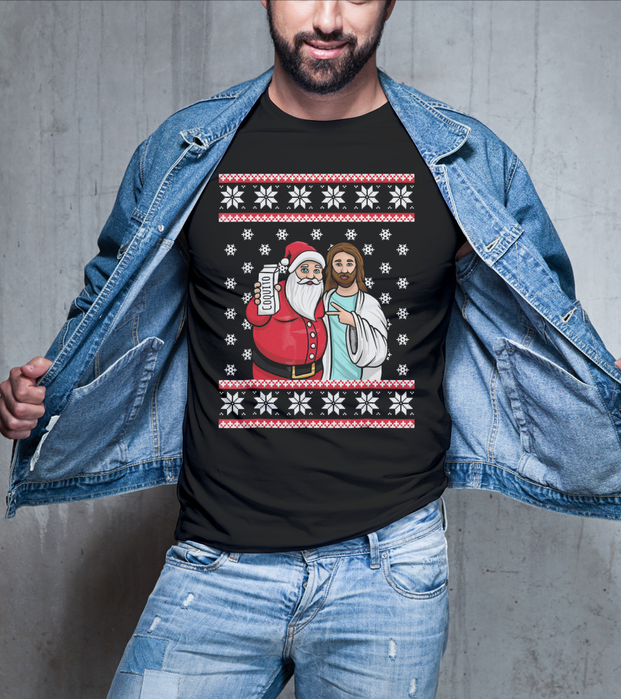 Christmas Drinking Party Santa Jesus Cheers Coq T-Shirt
