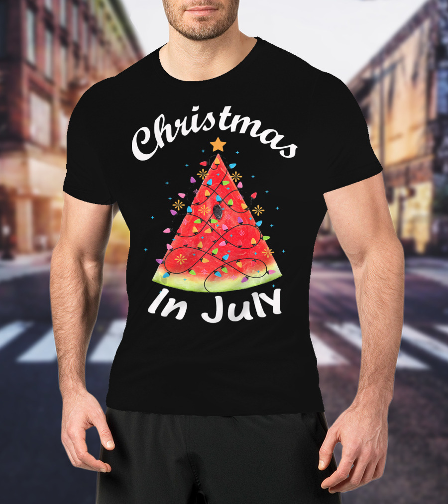 Christmas In July Watermelon Tree Lights T-Shirt
