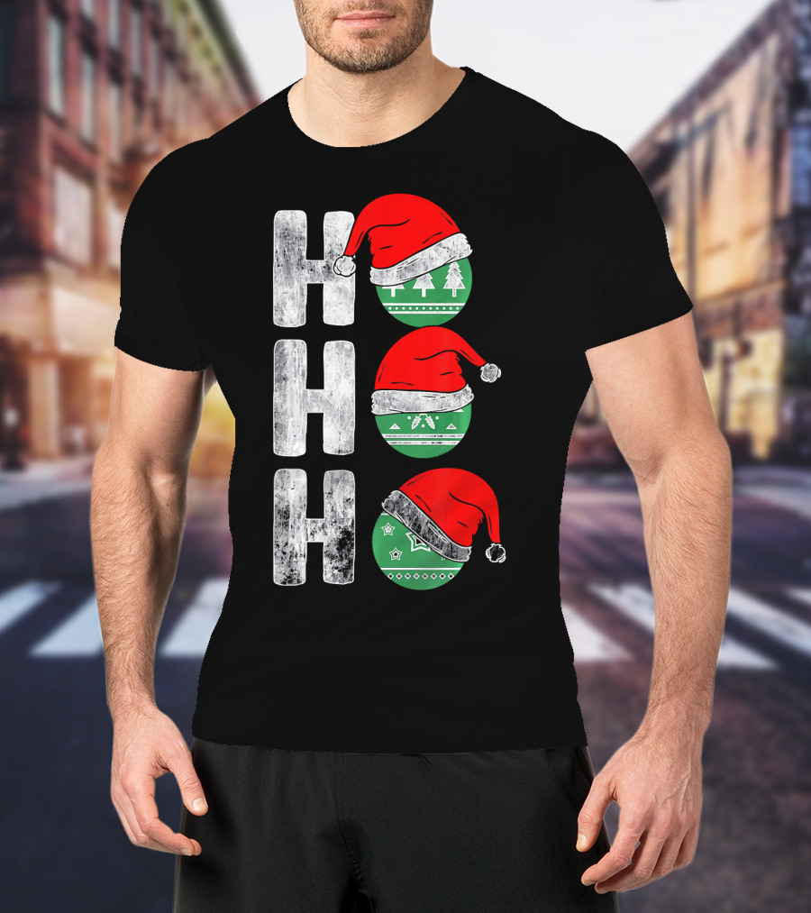 HO HO HO Santa Hat Funny Ornament Christmas Tree T-Shirt