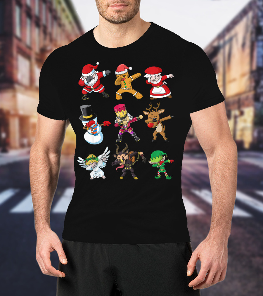 Christmas Dabbing Squad Santa Gingerbread Mrs. Claus Snowman Nutcracker Reindeer Angel Krampus Elf T-Shirt