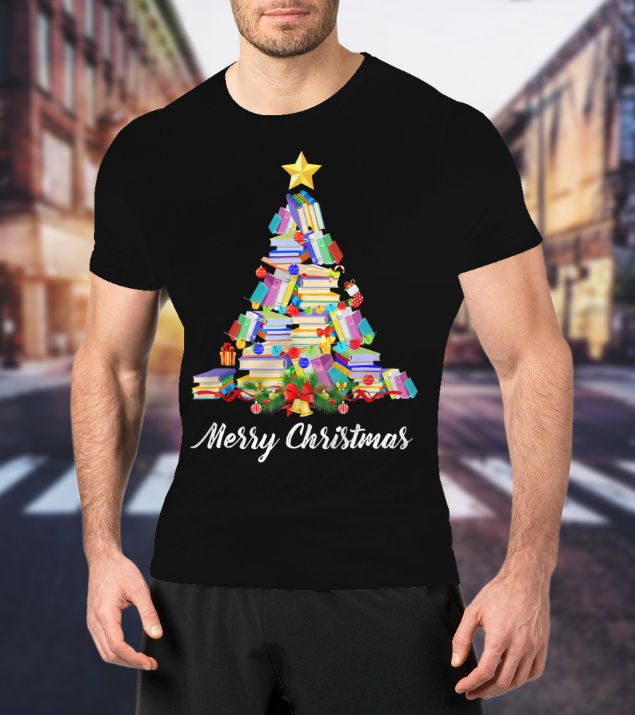 Merry Christmas Books Tree T-Shirt