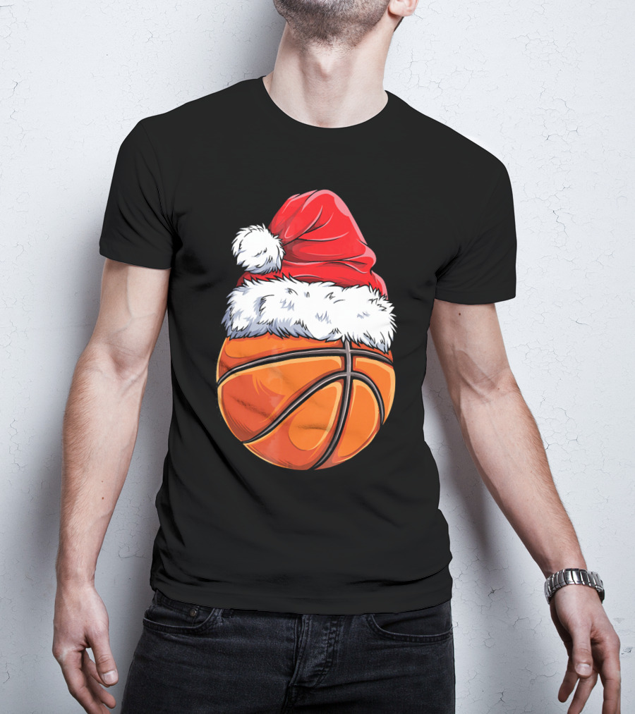 Basketball Santa Hat T-Shirt