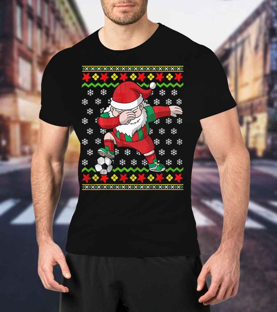 Santa Claus Dab Soccer Christmas Dabbing Ugly T-Shirt