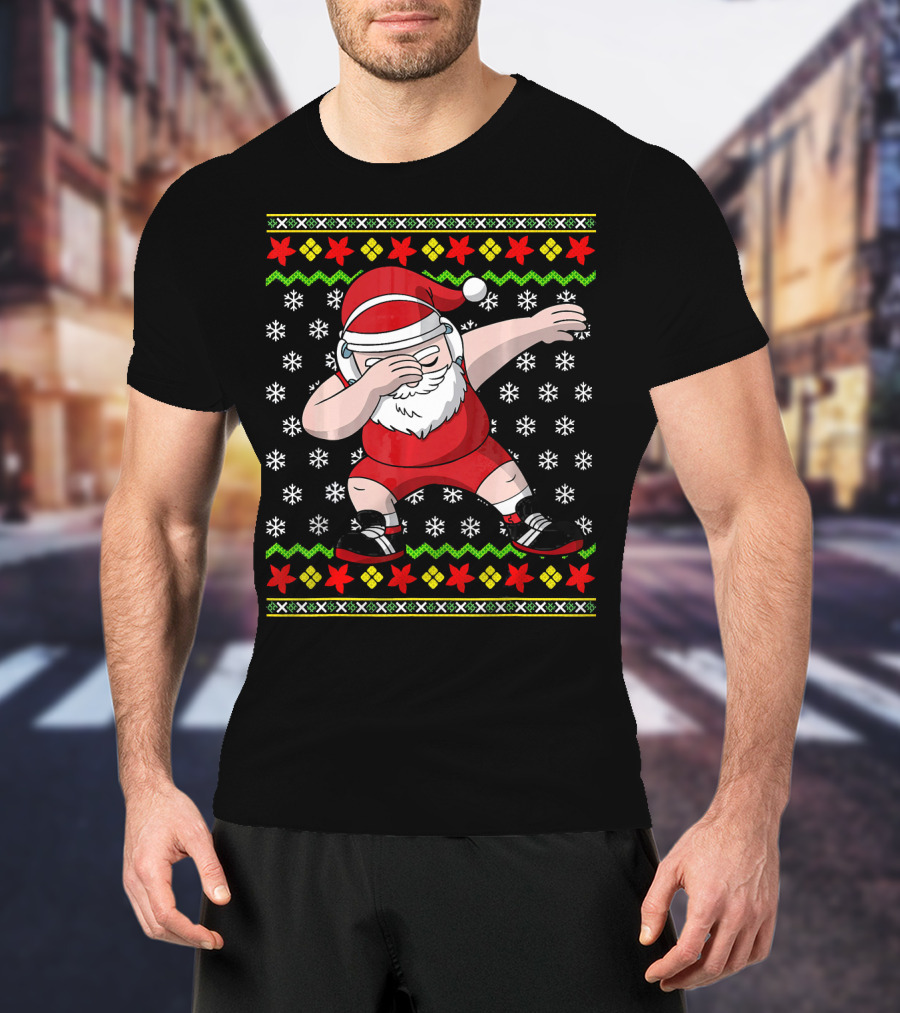 Wrestling Ugly Christmas Santa Dabbing Wrestler T-Shirt