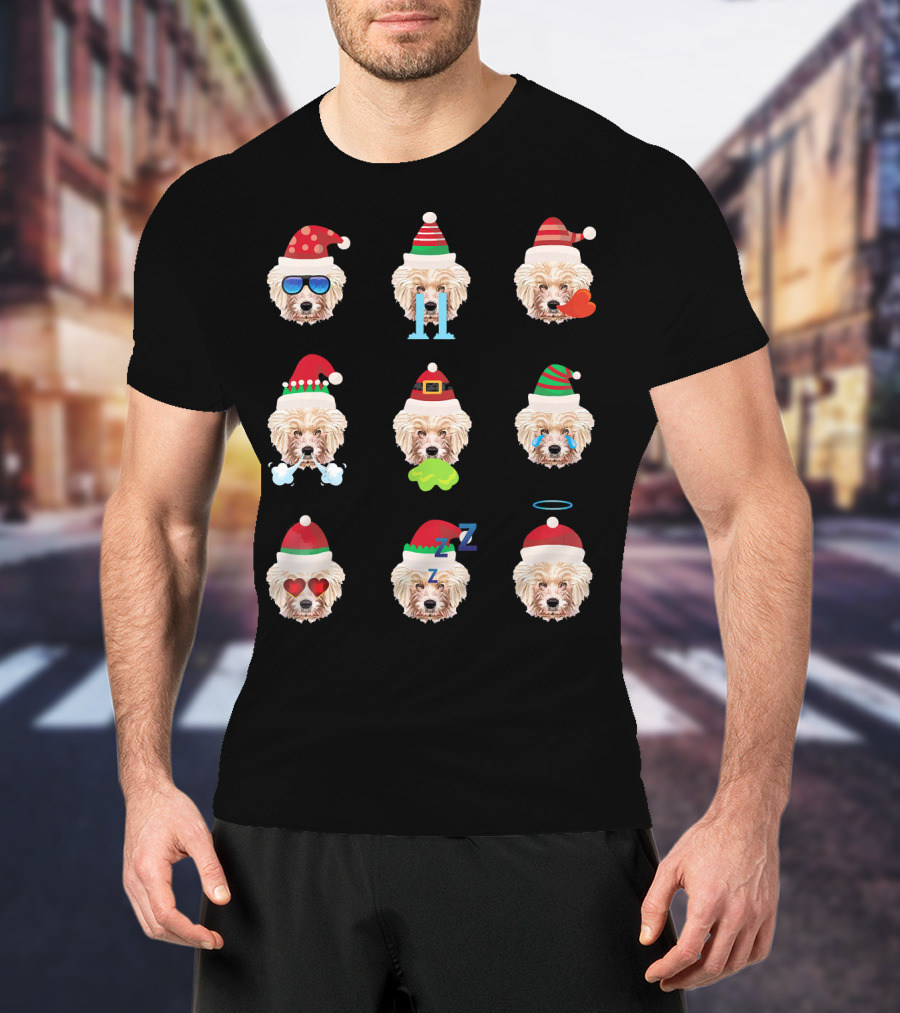 Lovely CAVACHON Dog Faces Santa Christmas Emotions T-Shirt