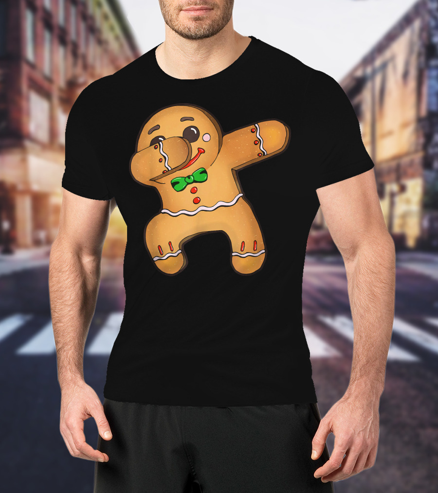 Dabbing Gingerbread Man Christmas Cookie With Bow Tie T-Shirt