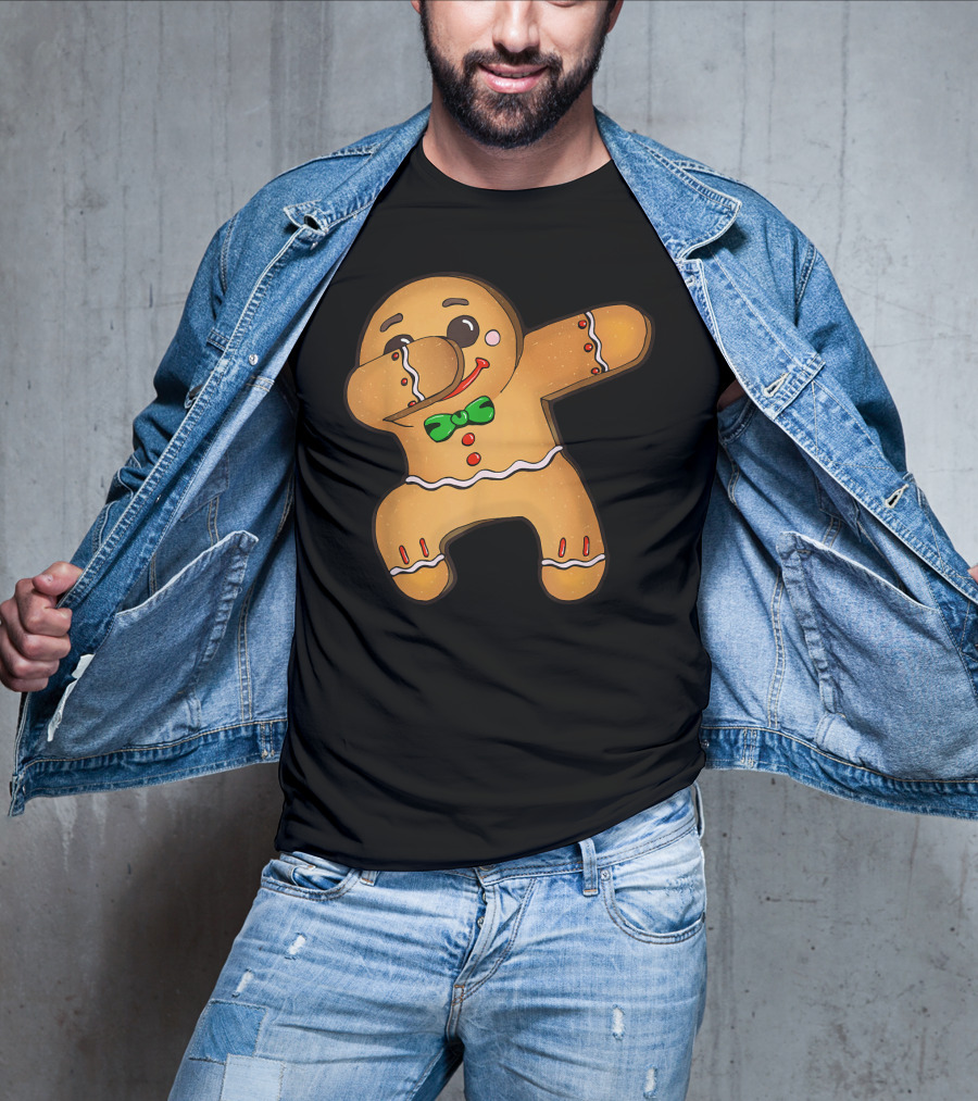 Dabbing Gingerbread Man Christmas Cookie With Bow Tie T-Shirt