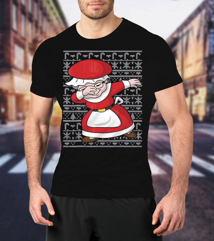 Dabbing Mrs Claus Ugly Christmas T-Shirt