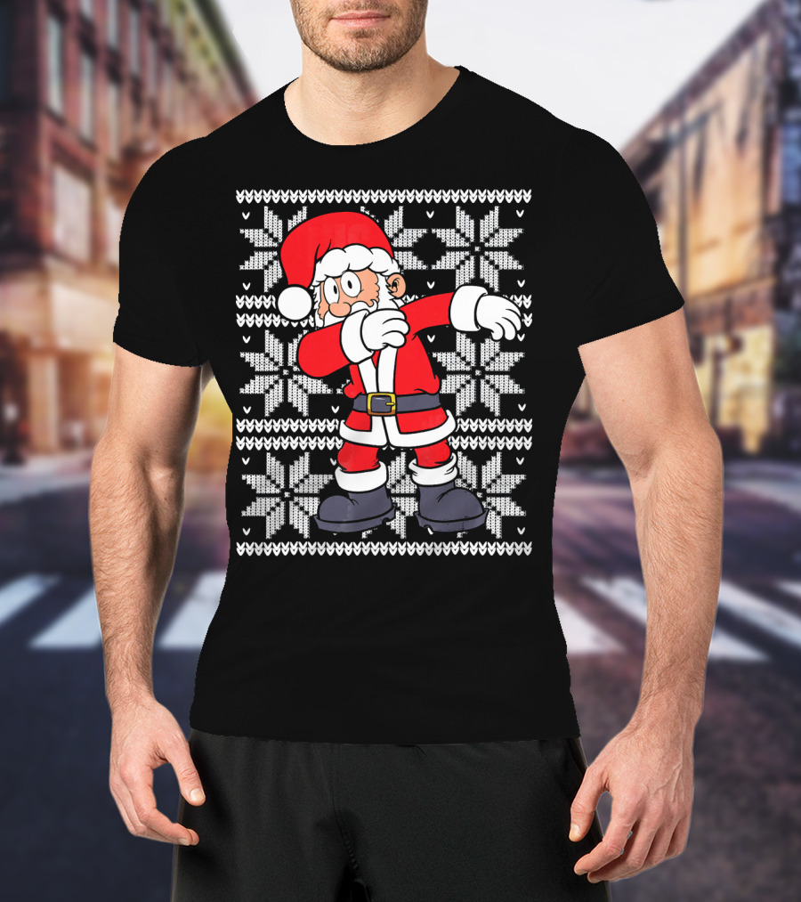 UGLY CHRISTMAS Dabbing Santa Dab Snowflake T-Shirt