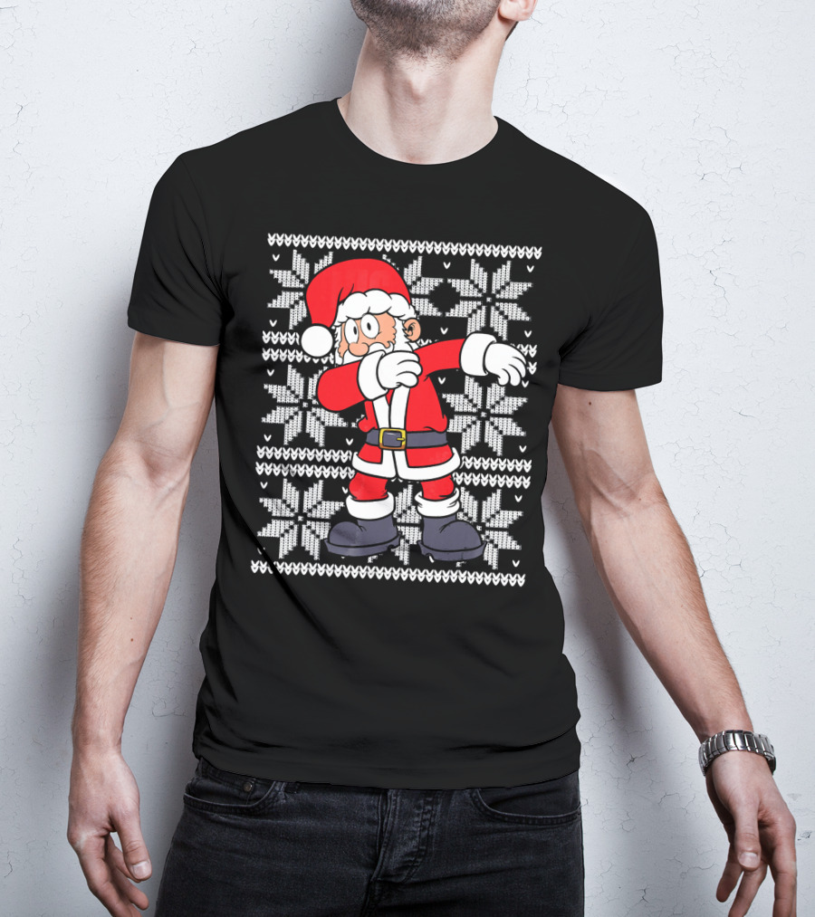 UGLY CHRISTMAS Dabbing Santa Dab Snowflake T-Shirt