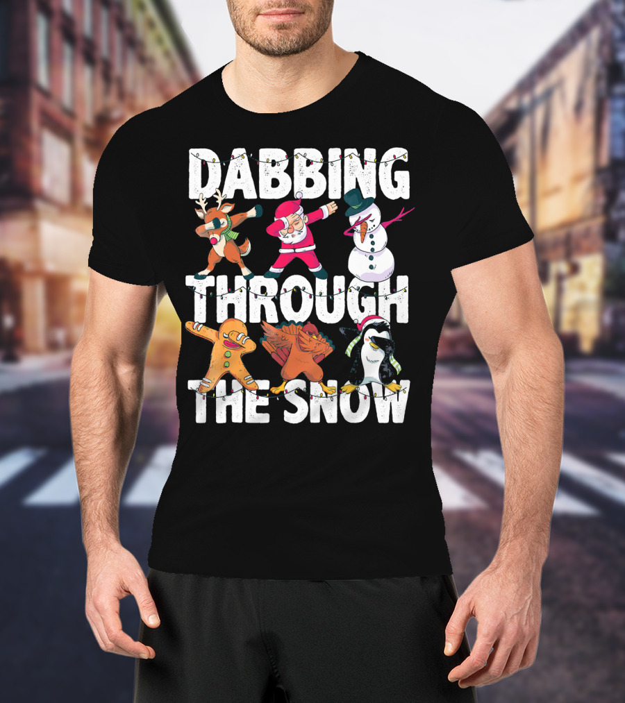 Dabbing Through The Snow Christmas Santa Friends Dabbing T-Shirt