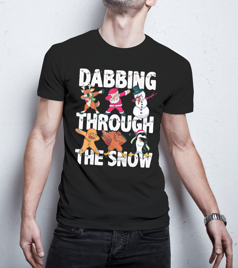 Dabbing Through The Snow Christmas Santa Friends Dabbing T-Shirt