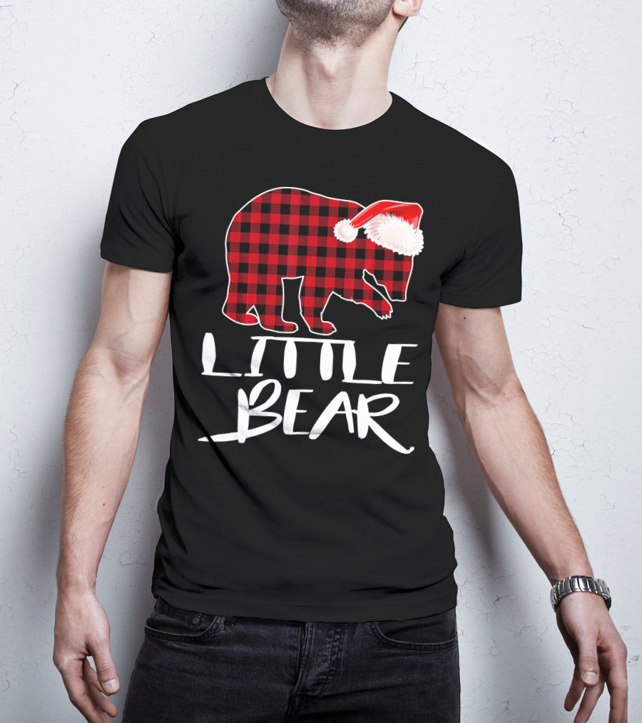 LITTLE BEAR Red Plaid Santa Hat T-Shirt