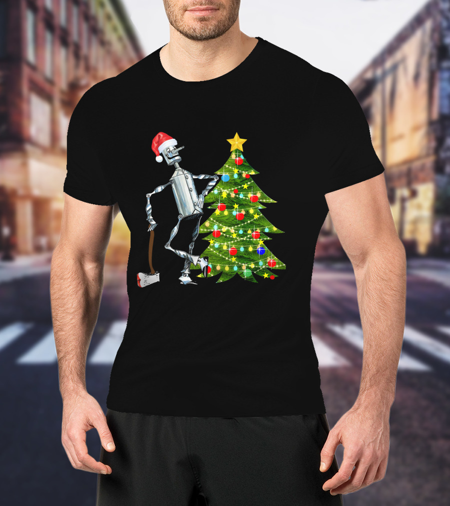 Tin Man Wizard Of Oz Santa Hat Christmas Tree T-Shirt