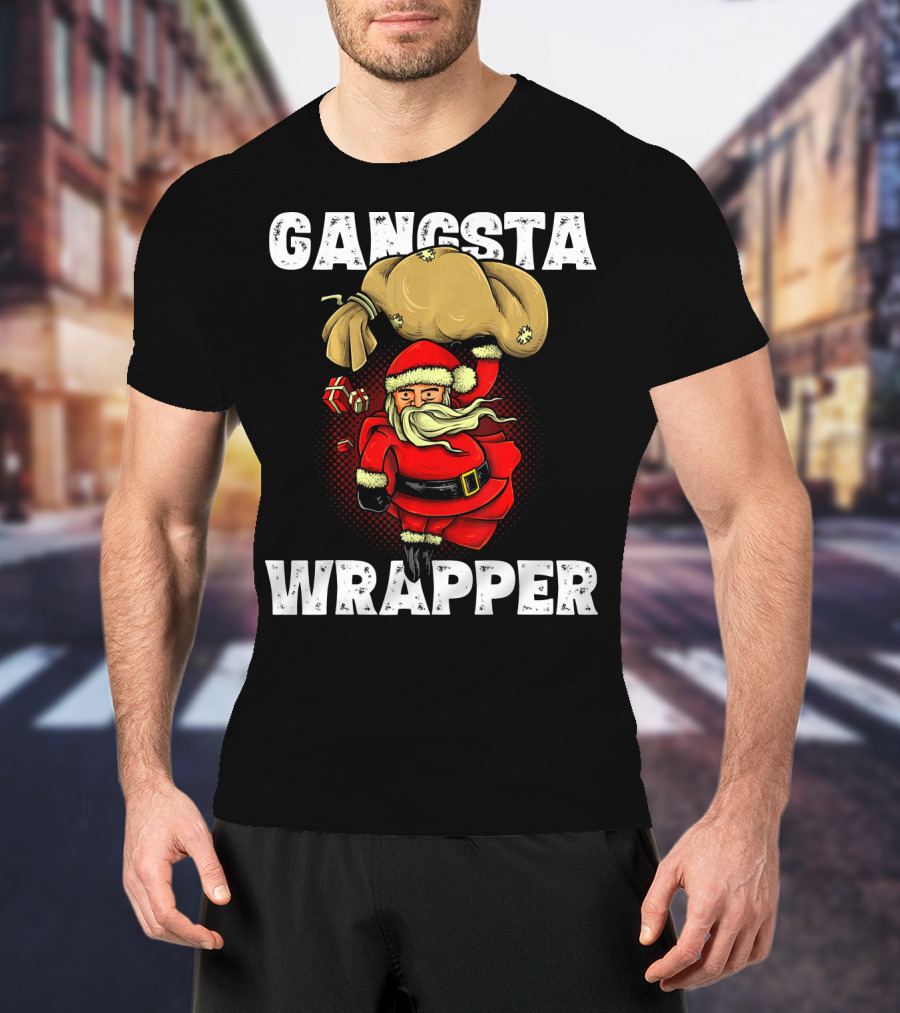 Gangsta Wrapper Santa With Sack And Gifts T-Shirt