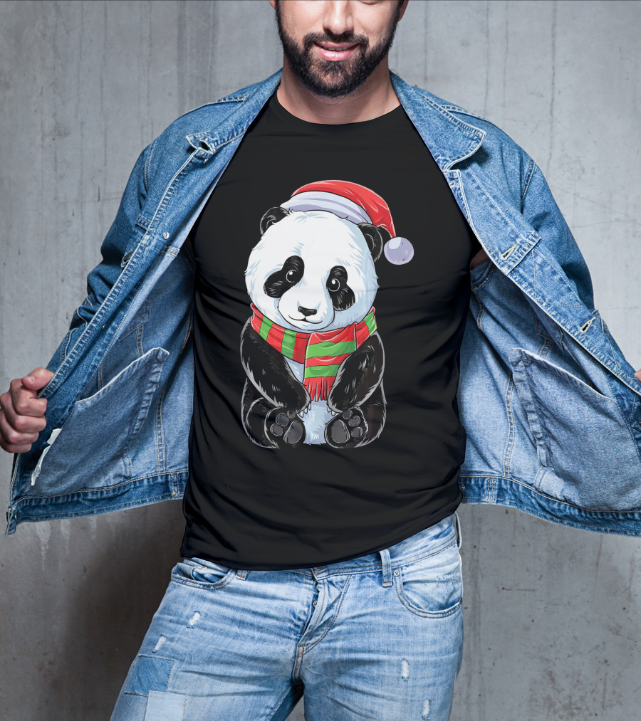 Santa Hat Panda Christmas T-Shirt