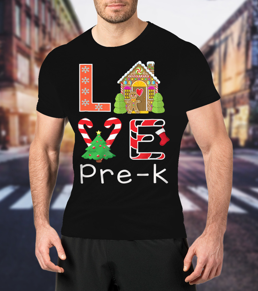 Love Pre-k Gingerbread Christmas Holiday Elements T-Shirt