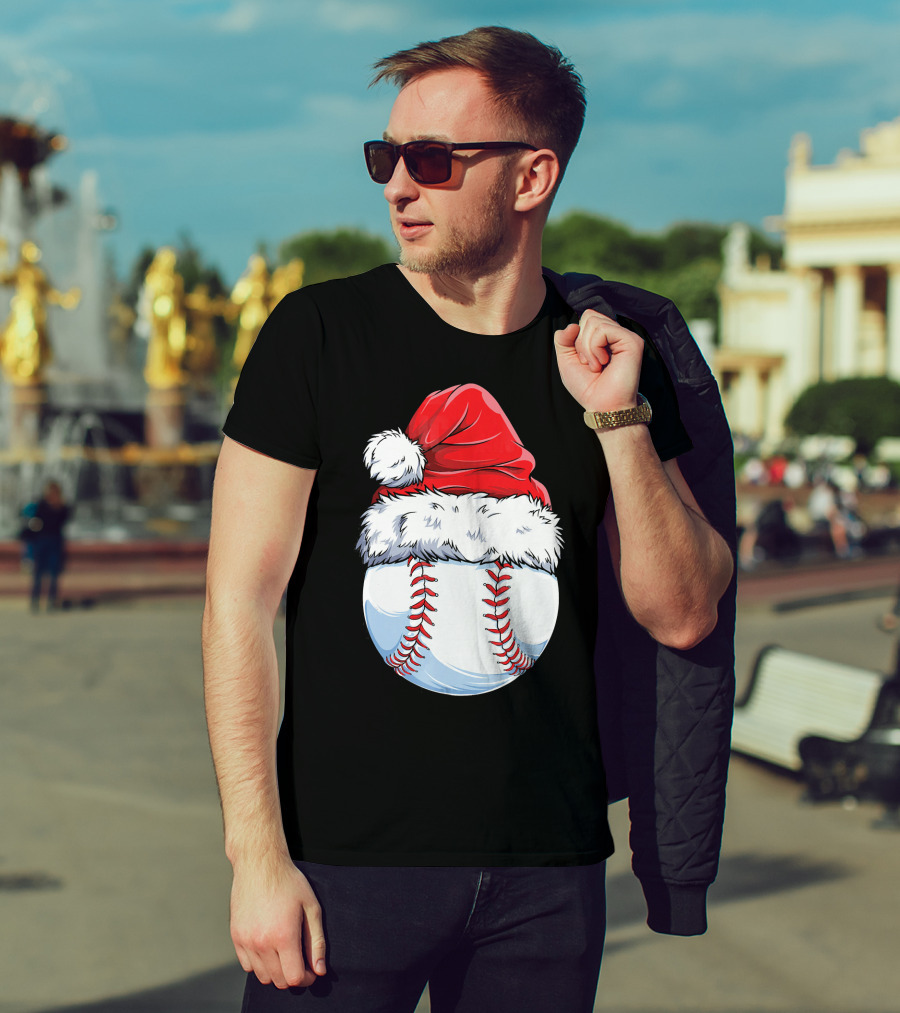 Baseball Santa Christmas Hat T-Shirt