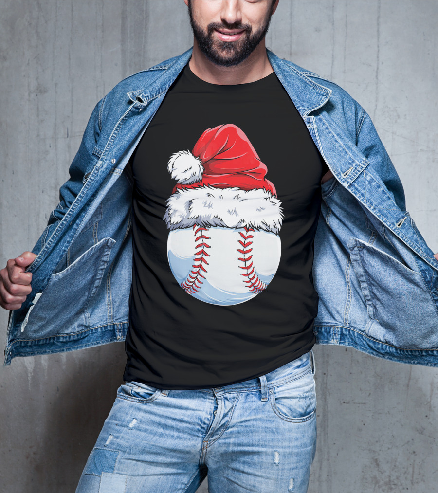 Baseball Santa Christmas Hat T-Shirt