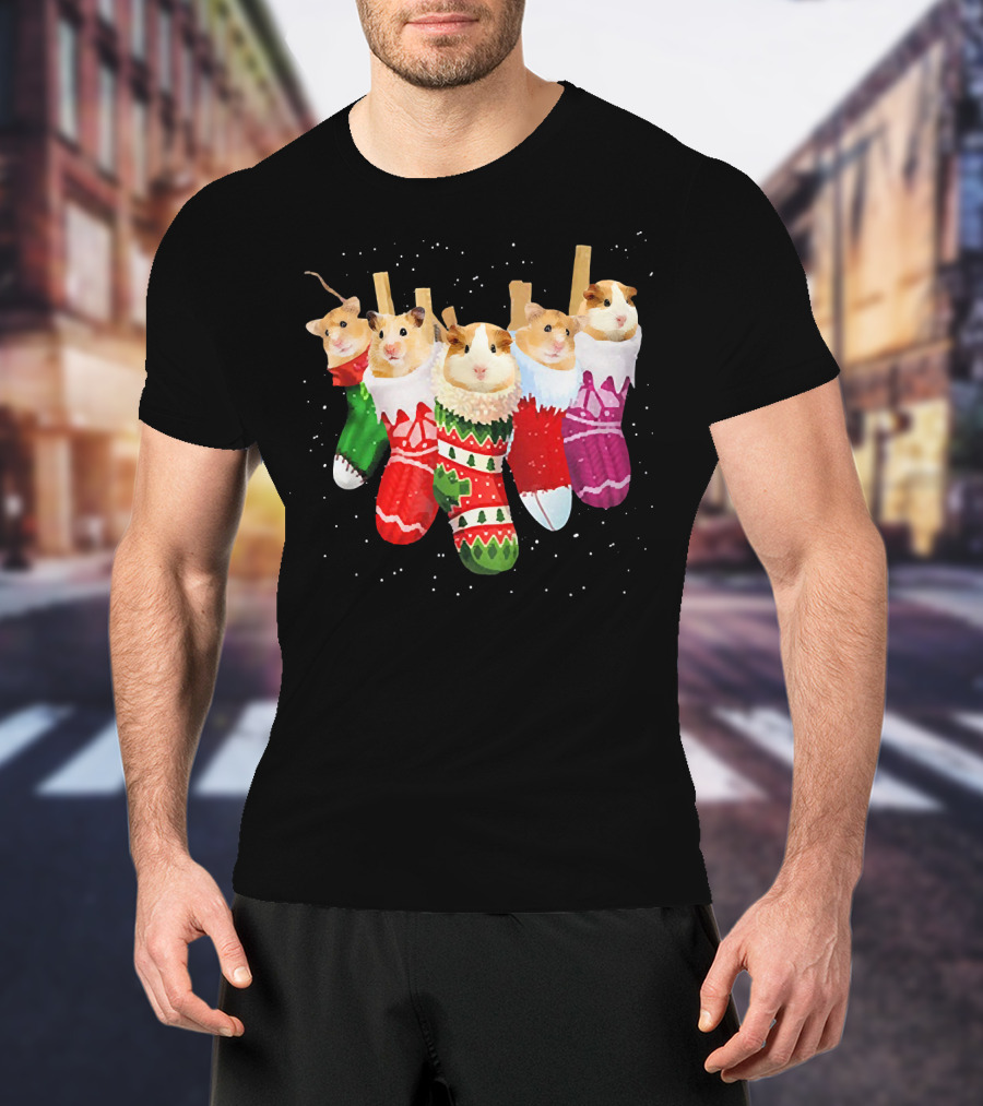 Hamster Holiday Cozy Stockings T-Shirt