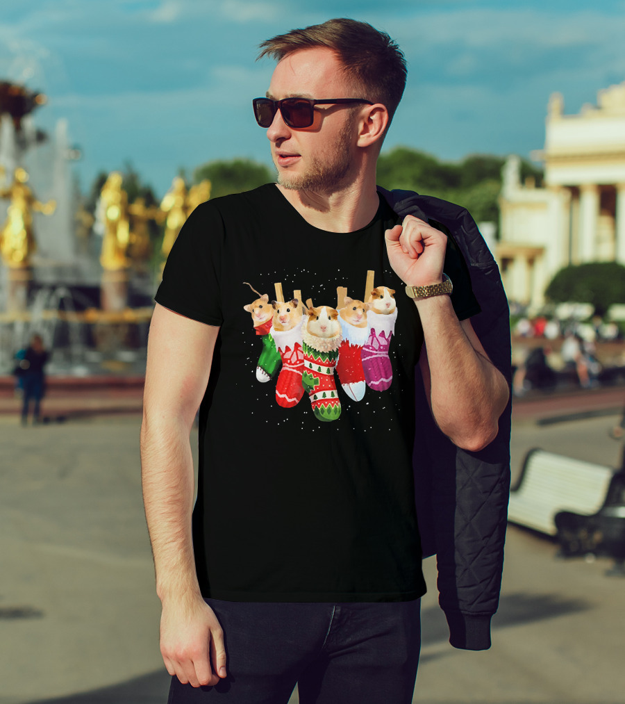 Hamster Holiday Cozy Stockings T-Shirt