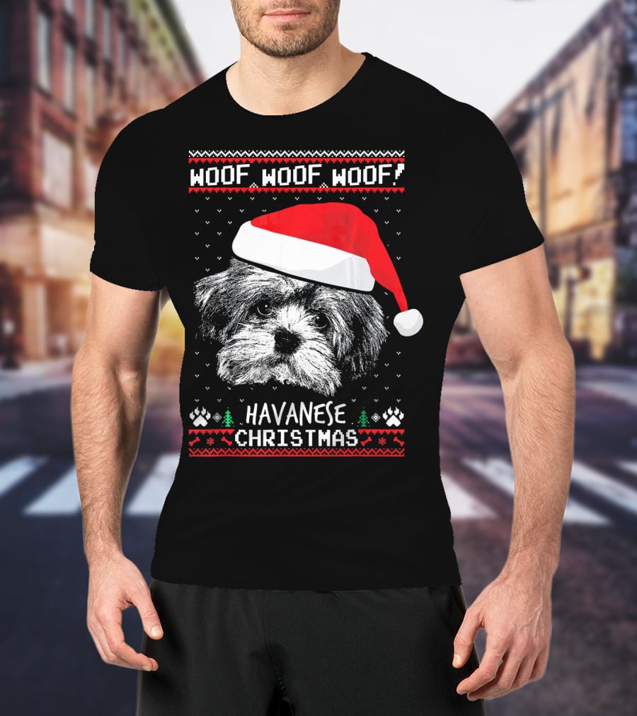 Woof Woof Woof Havanese Christmas T-Shirt
